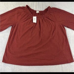Style & Co womens red 3/4 sleeve off shoulder blouse size 2X